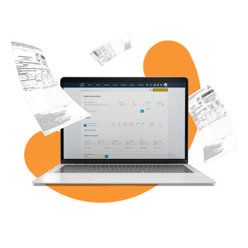 Tela Smile360 de emissão de nota fiscal em notebook